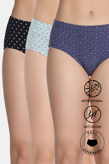 Buy Zivame Medium Rise Full Coverage Hipster Panty (Pack of 3) -  Multicolor